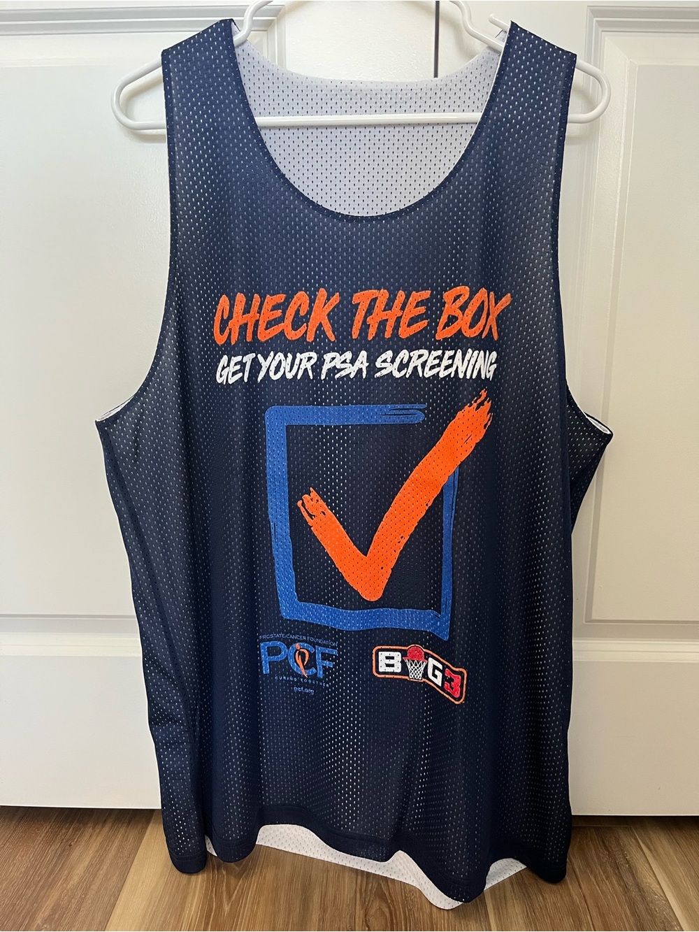Big 3 - Check The Box PSA Screening Men's Mesh Jersey - Navy with Orange & Blue